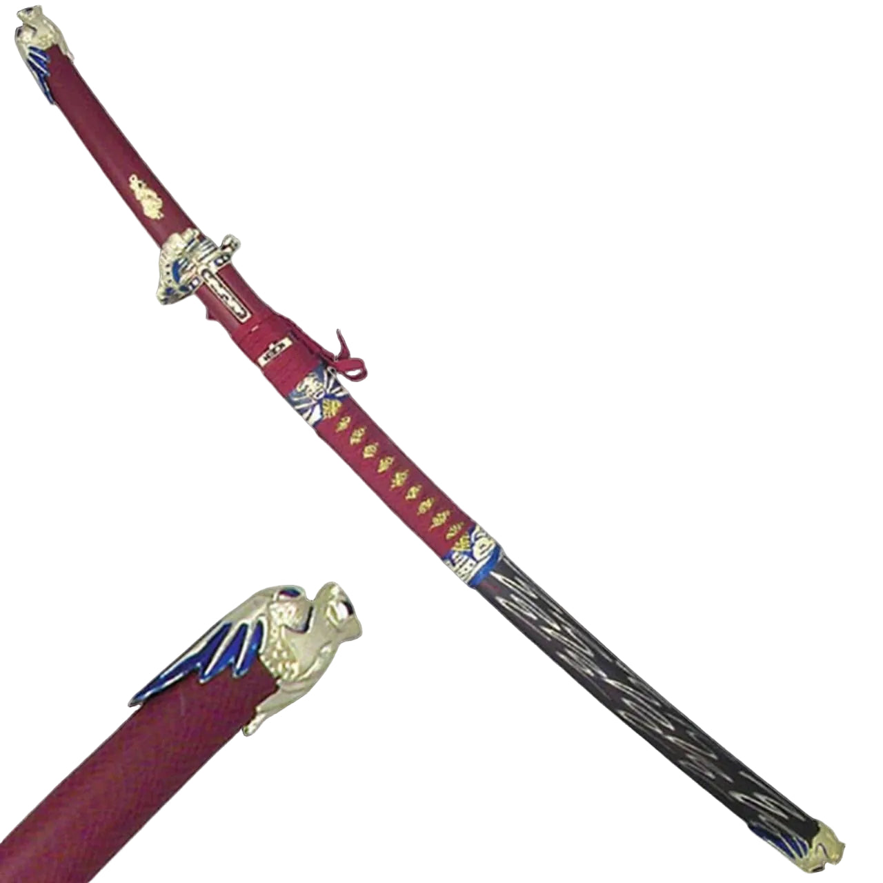 Battle-Ready Red Ornate Dragon Sword display image