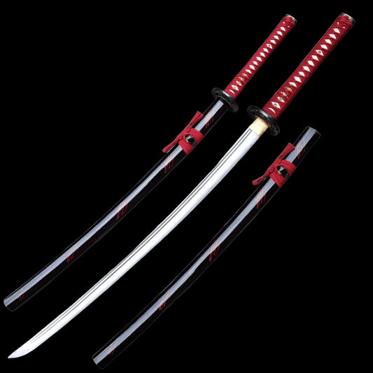 Battle-Ready Burgundy Dragon Katana (1065 High Carbon Steel)