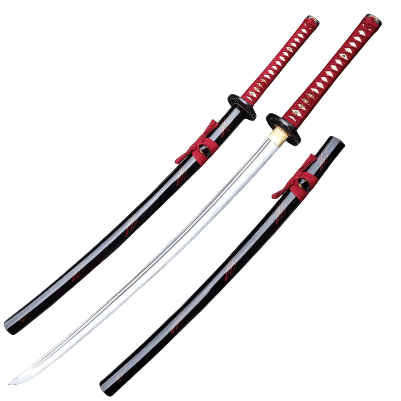 Battle-Ready Burgundy Dragon Katana (1065 High Carbon Steel)