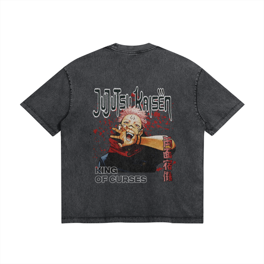 The King of Curses Sukuna Stone Wash T-Shirt - Jujutsu Kaisen