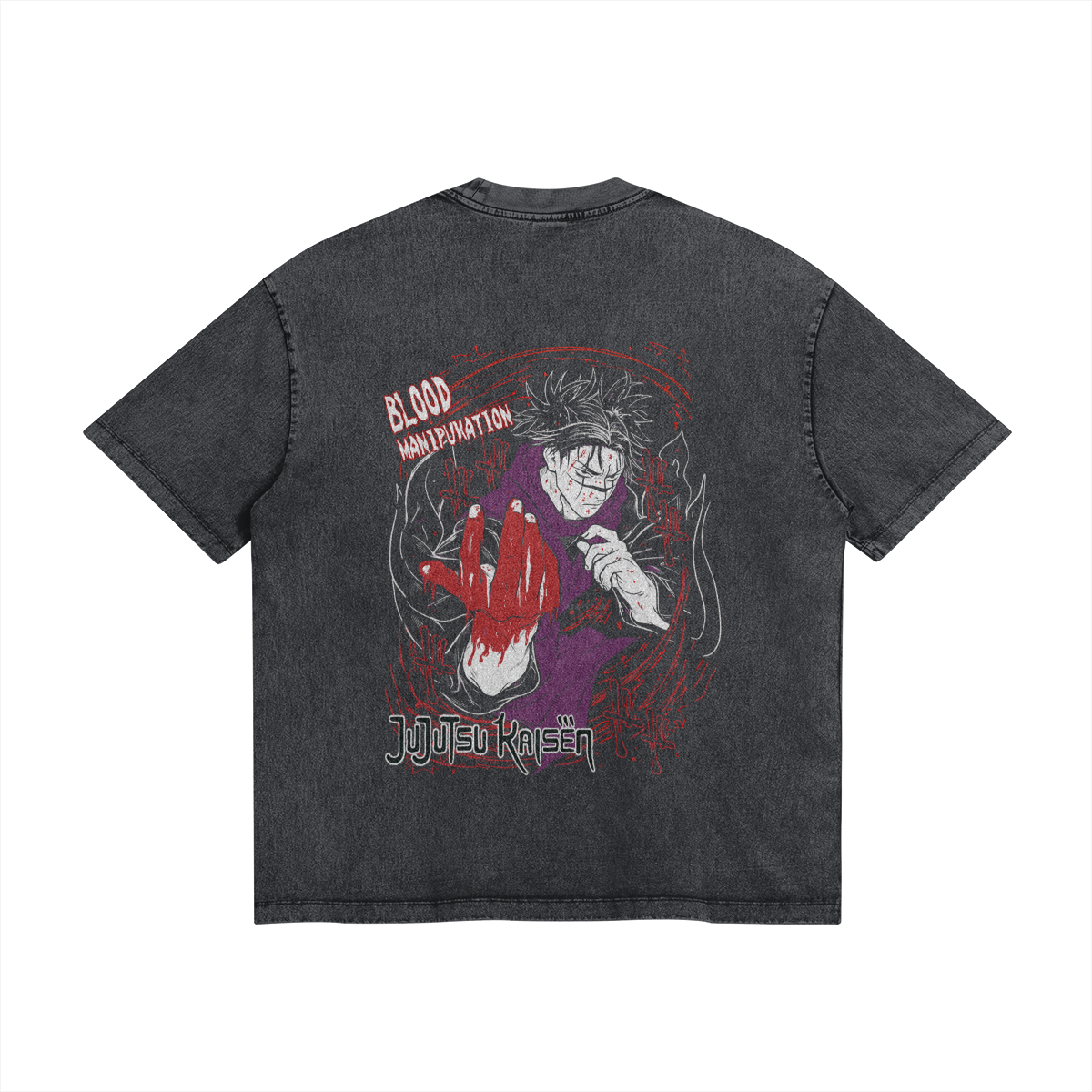 Blood Manipulation Stone Wash T-Shirt - Jujutsu Kaisen