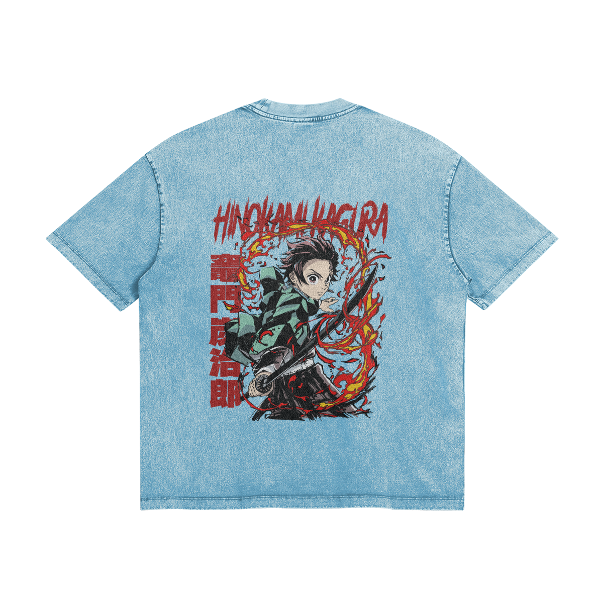 Tanjiro Kamado Hinokami Kagura Stone Wash T-Shirt - Demon Slayer