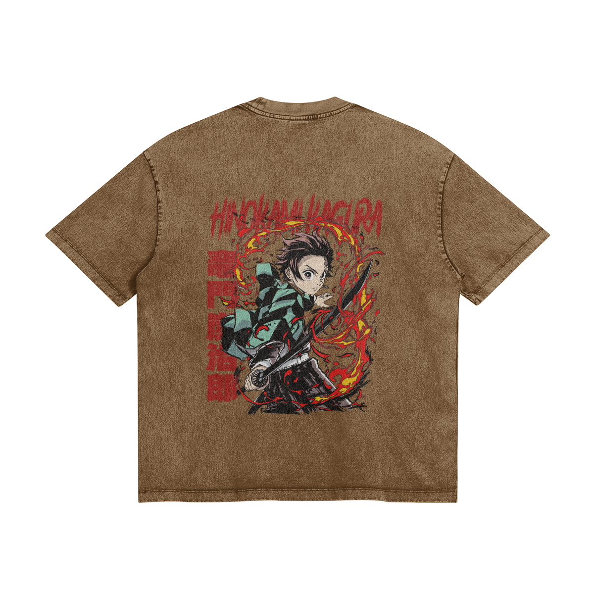 Tanjiro Kamado Hinokami Kagura Stone Wash T-Shirt - Demon Slayer