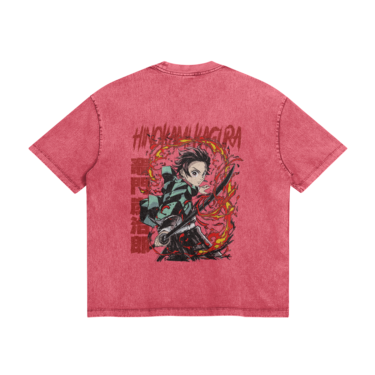 Tanjiro Kamado Hinokami Kagura Stone Wash T-Shirt - Demon Slayer