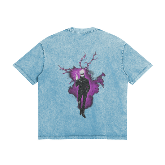 Gojo Merging Cursed Technique Stone Wash T-Shirt - Jujutsu Kaisen