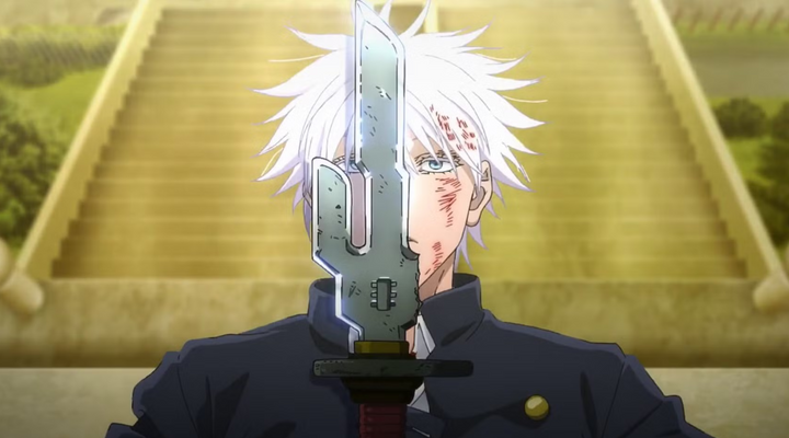 gojo holding the inverted spear of heaven