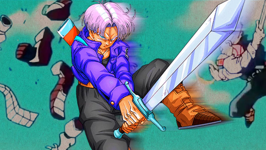 A sleek, stylized katana with a glowing purple blade and intricate golden hilt design, set against a dark, smoky background. The blade emits a faint aura, giving it a mysterious and cursed appearance, resembling a powerful fantasy or anime weapon.