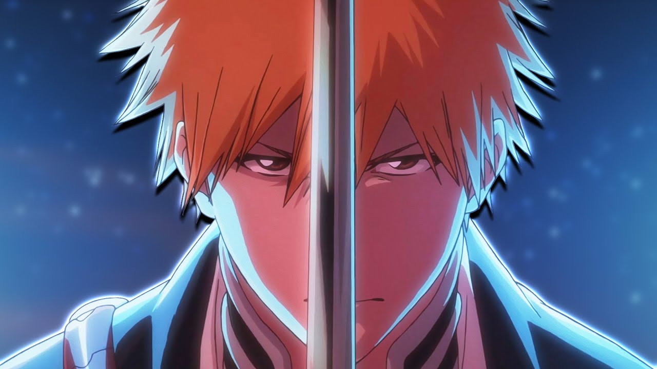 Bleach character holding sword in front of face