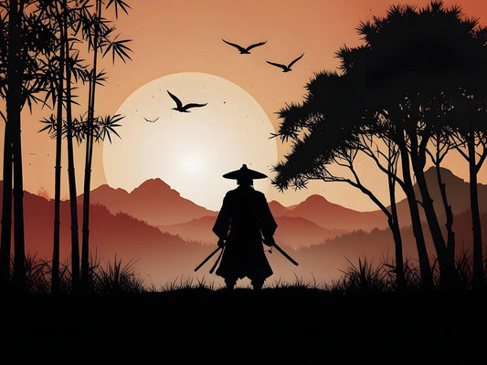 samurai watching the sunset