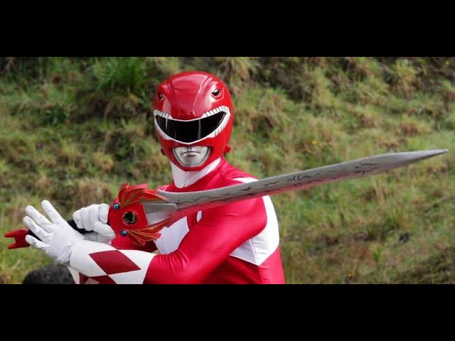 Red Power Ranger Holding Power Ranger Sword