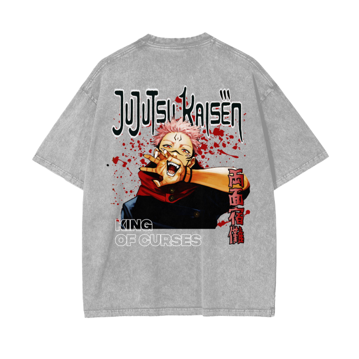 The King of Curses Sukuna Stone Wash T-Shirt - Jujutsu Kaisen