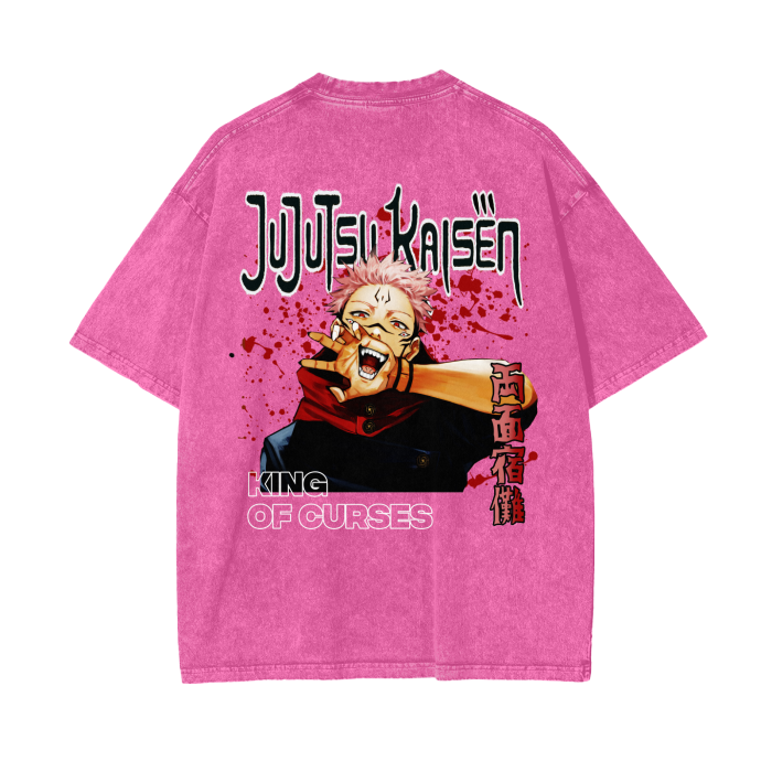 The King of Curses Sukuna Stone Wash T-Shirt - Jujutsu Kaisen