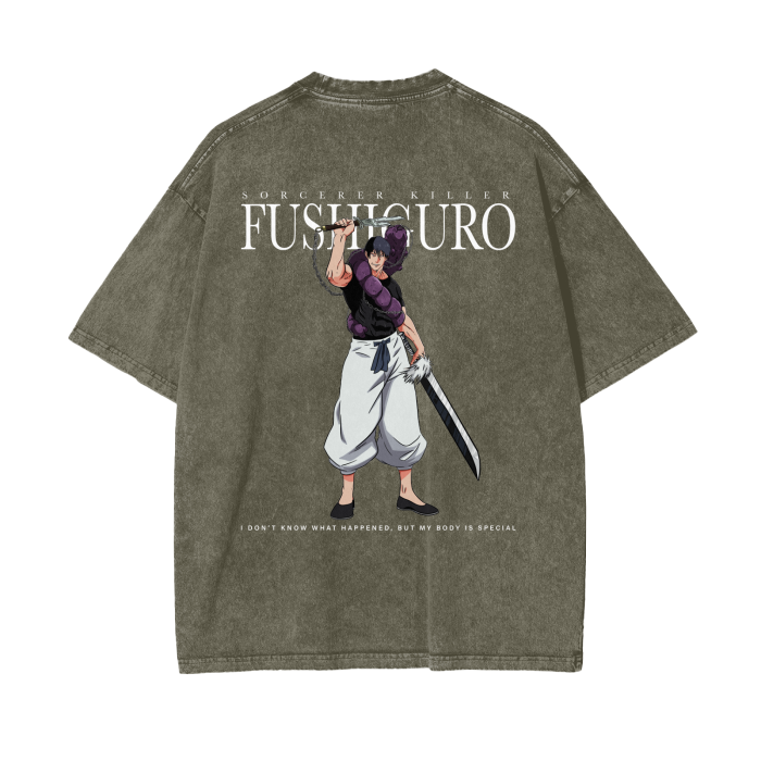 Toji Fushiguro Inverted Spear of Heaven Stone Wash T-Shirt - Jujutsu Kaisen