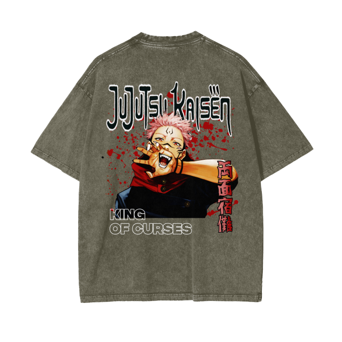 The King of Curses Sukuna Stone Wash T-Shirt - Jujutsu Kaisen