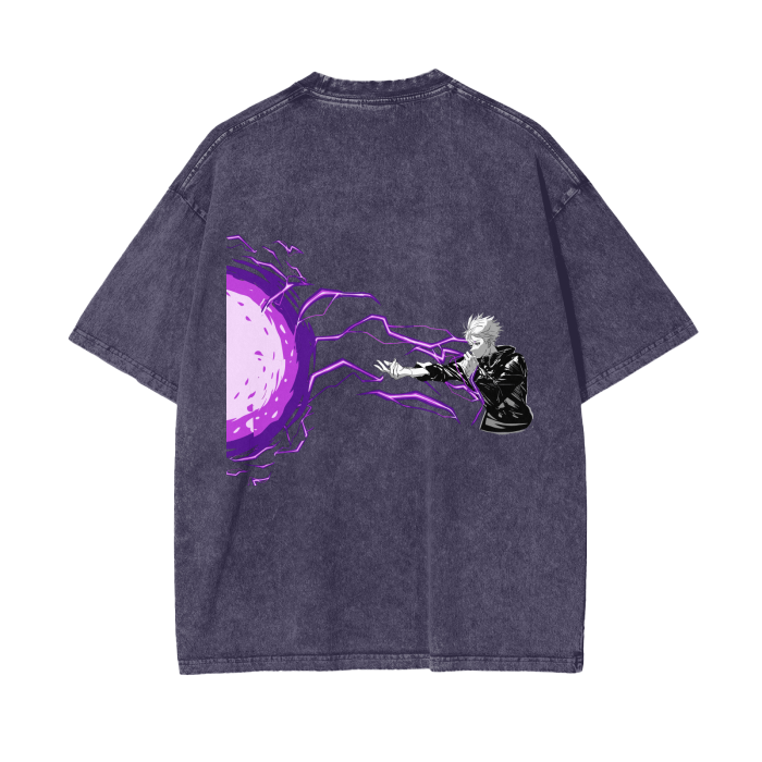 Satoru Gojo Hollow Purple Stone Wash T-Shirt - Jujutsu Kaisen