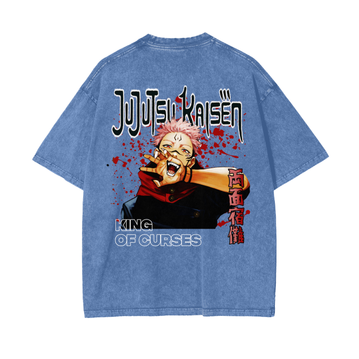 The King of Curses Sukuna Stone Wash T-Shirt - Jujutsu Kaisen