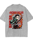 Tanjiro Kamado Hinokami Kagura Stone Wash T-Shirt - Demon Slayer