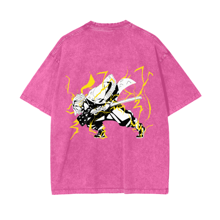 Zenitsu Agatsuma Thunderclap and Flash Stone Wash T-Shirt - Demon Slayer