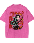 Tanjiro Kamado Hinokami Kagura Stone Wash T-Shirt - Demon Slayer