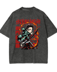 Tanjiro Kamado Hinokami Kagura Stone Wash T-Shirt - Demon Slayer