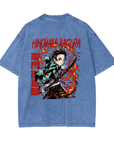 Tanjiro Kamado Hinokami Kagura Stone Wash T-Shirt - Demon Slayer