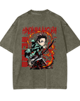 Tanjiro Kamado Hinokami Kagura Stone Wash T-Shirt - Demon Slayer