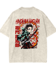 Tanjiro Kamado Hinokami Kagura Stone Wash T-Shirt - Demon Slayer