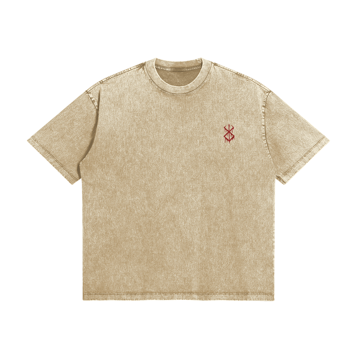 Dark Fantasy Cursed Sigil Minimalist Stone Wash T-Shirt – Sword Slice