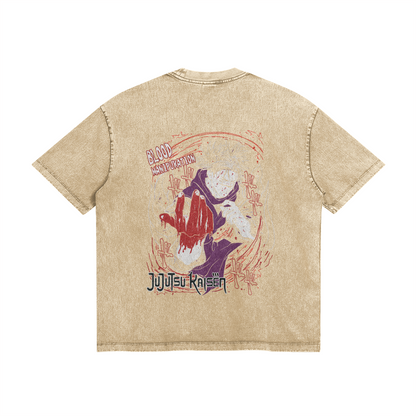Blood Manipulation Stone Wash T-Shirt - Jujutsu Kaisen