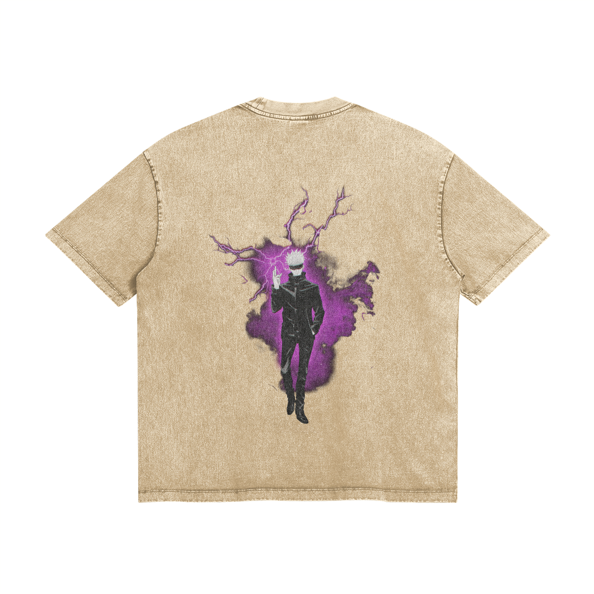 Gojo Merging Cursed Technique Stone Wash T-Shirt - Jujutsu Kaisen