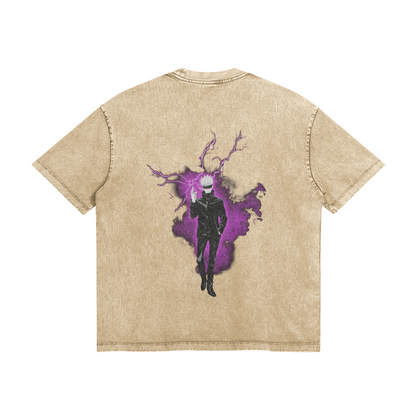 Gojo Merging Cursed Technique Stone Wash T-Shirt - Jujutsu Kaisen