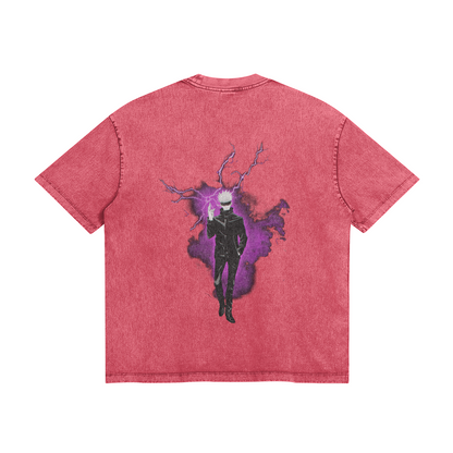 Gojo Merging Cursed Technique Stone Wash T-Shirt - Jujutsu Kaisen